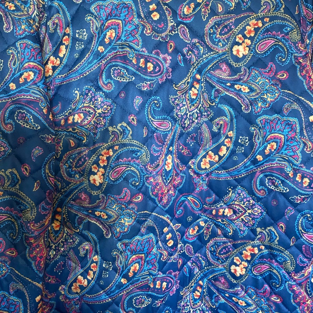 Vintage Blue Multicolor Casual Women's Paisley Puffer Quilted Jacket Pri… - Picture 3 of 4